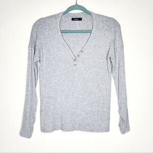 Michael Lauren Gray Ribbed Henley Top XS